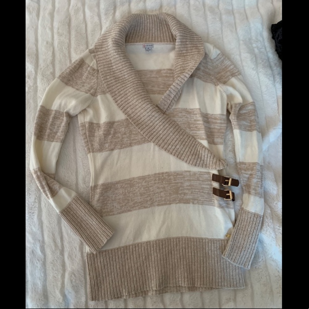 Guess Women’s Long Sweater, Light Brown & Cream